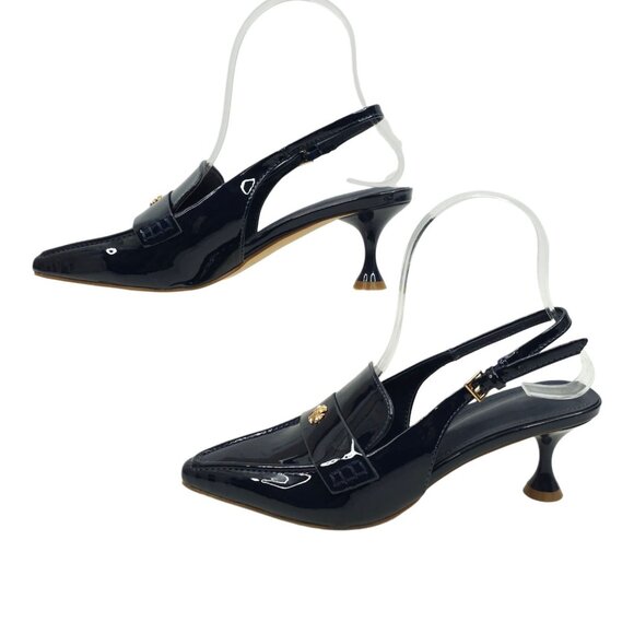 ZBY Coutgo Pointed Toe Slingback Kitten Heel Pumps Women 6 Slip On Ankle Buckle - Picture 11 of 16